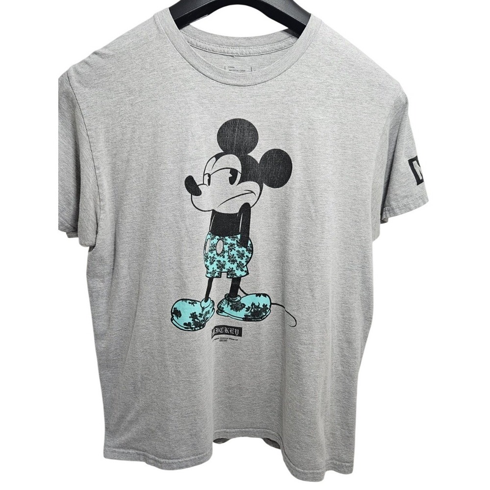Neff‎ Disney Mickey Mouse Graphic T-Shirt Mens Large Heather Gray Floral Shorts